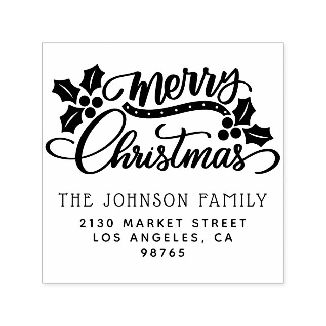 Returadressen Namn i Cute-julfamiljen Självfärgande Stämpel (Design)