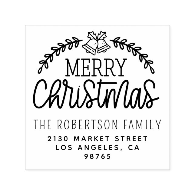 Returadressen Namn i Cute Klockor, julfamiljen Självfärgande Stämpel (Design)