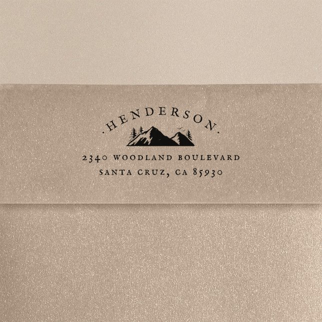 Returadressen Namn i  för bergsområden och Träd Självfärgande Stämpel (Skapare uppladdad)