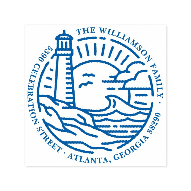 Returadressen Namn i  för fyr- och sjörunda Självfärgande Stämpel (Design)