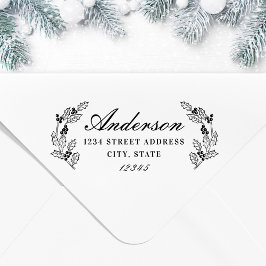 Returadressen Namn i julfamiljen Holly Berries Självfärgande Stämpel
