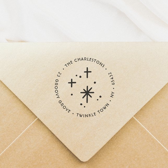 Returadressen Namn i julsparklesfamiljen Självfärgande Stämpel (Skapare uppladdad)