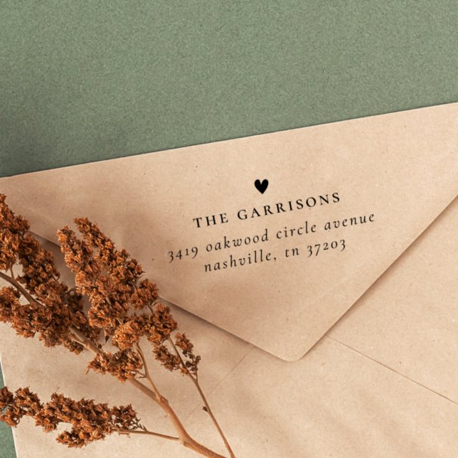 Returadressen Namn i minimalistisk hjärtfamilj Stämpel (Skapare uppladdad)