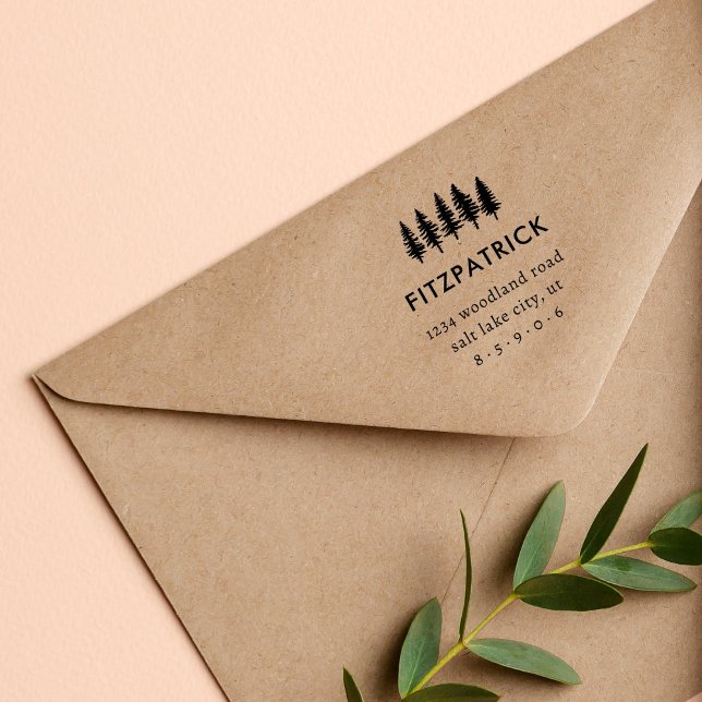 Returadressen Namn i Modern Gräs-familjen Träd Självfärgande Stämpel (Skapare uppladdad)