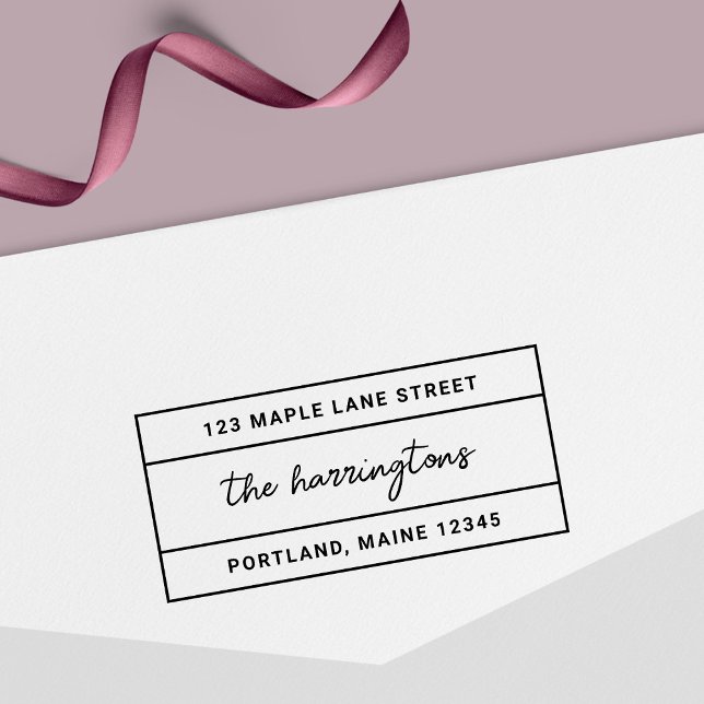 Returadressen Namn i Snyggt med kanterad skript Självfärgande Stämpel (Skapare uppladdad)