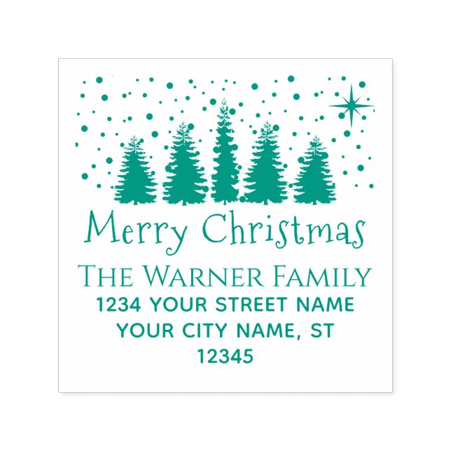 Returadressen Namn i Träd-familjen i julafton Självfärgande Stämpel (Design)