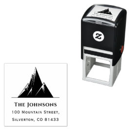 Returadressen Namn i Trendig Mountain Family Text Självfärgande Stämpel