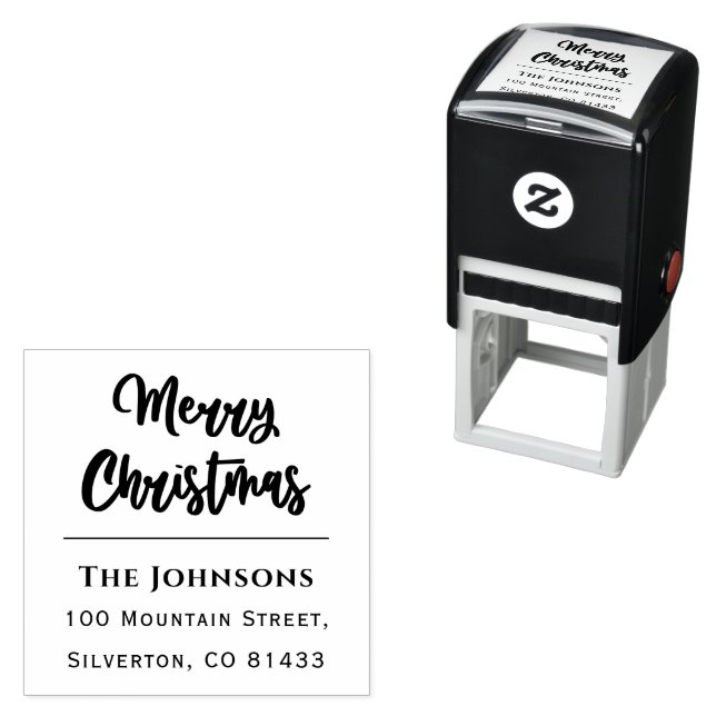 Returadressen Namn i trendigets julfamilj Självfärgande Stämpel (In Situ)