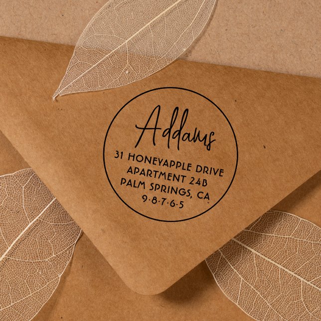 Returadressen Namn med fetstil och minimalistisk f Självfärgande Stämpel (Rubber Stamp Mock-up)