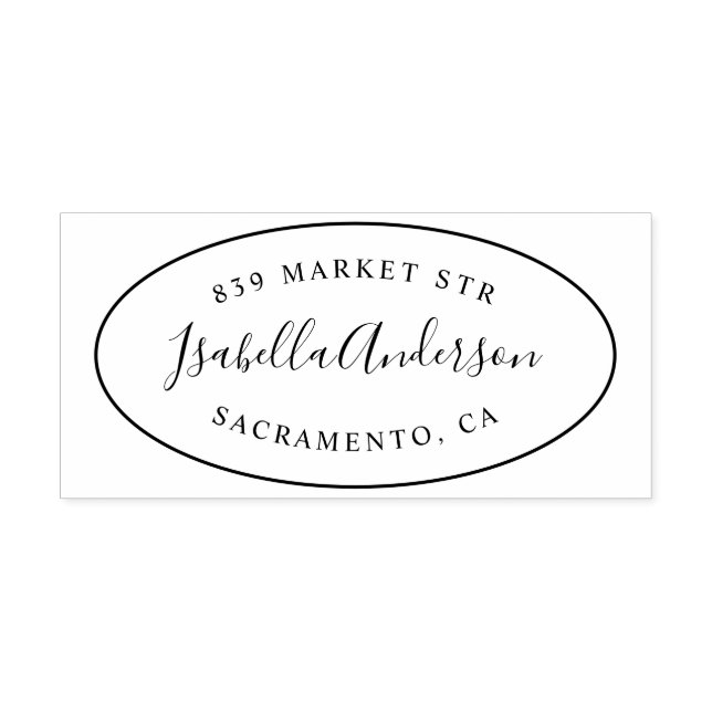 Returadressen Namn Oval för Elegant i anpassningsb Stämpel (Tryck)