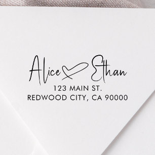 Returadressen Namnteckning hjärta i skript Självfärgande Stämpel