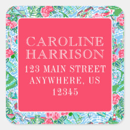 Returadressen Nantucket Preppy Handflatan Beach Pr Fyrkantigt Klistermärke