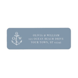 Returadressen Nautical Anchor Dusty Blue Bröllop Returadress Etikett