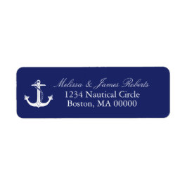 Returadressen Nautical Anchor Navy Blue Coastal Returadress Etikett
