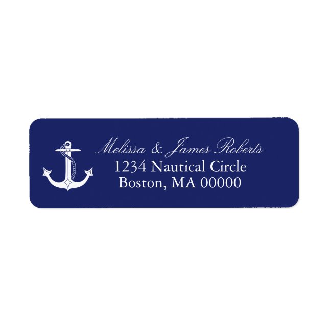 Returadressen Nautical Anchor Navy Blue Coastal Returadress Etikett (Framsidan)