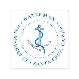 Returadressen Nautical Anchor Round Family Namn Självfärgande Stämpel