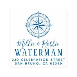 Returadressen Nautical Compass Coastal Bröllop Självfärgande Stämpel