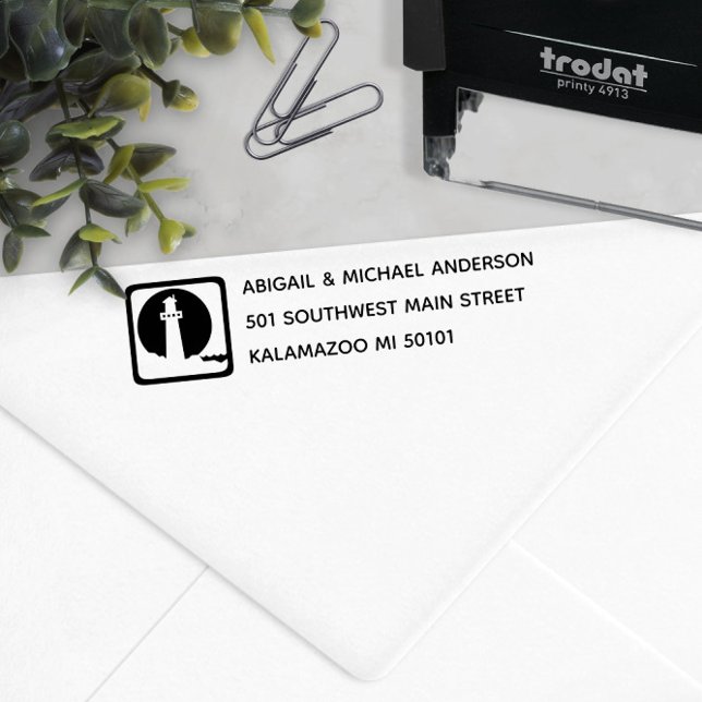 returadressen ⚓️ Nautical Lighthouse Självfärgande Stämpel (⚓️ Nautical Lighthouse Return Address Self-inking Stamp
)