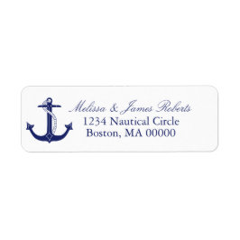 Returadressen Nautical Navy Blue Anchor Coastal Returadress Etikett