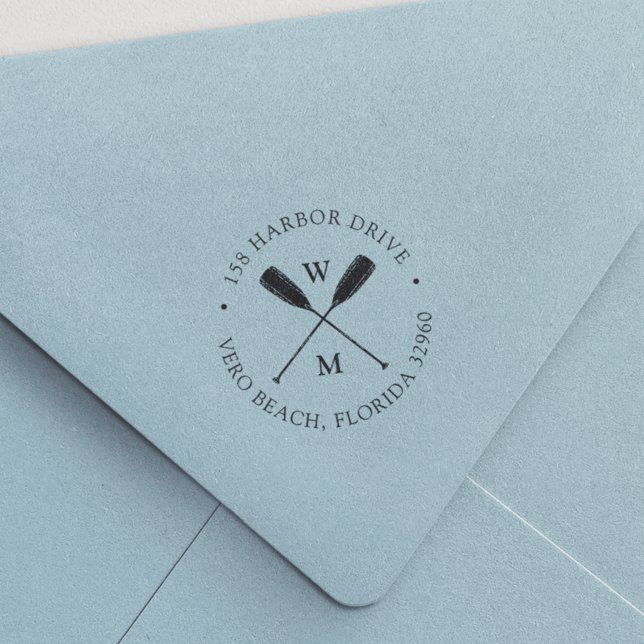 Returadressen Nautical Oars Par Monogram Självfärgande Stämpel (Skapare uppladdad)