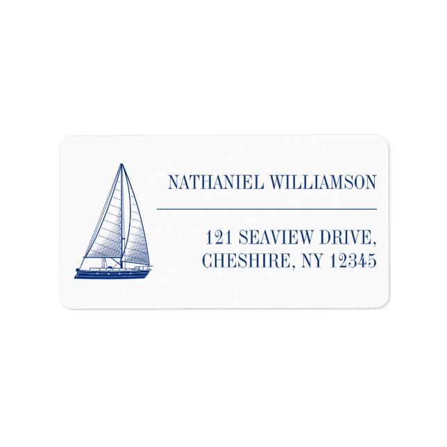 Returadressen Nautical Sailing Boat Navy Adressetikett (Framsidan)