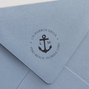 Returadressen Nautisk ankare Par Monogram Självfärgande Stämpel