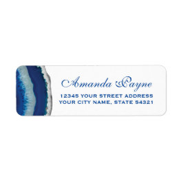 Returadressen Navy Blue Agate Bröllop Returadress Etikett