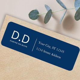 Returadressen Navy Blue Initialer Monogram Returadress Etikett
