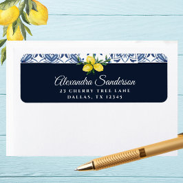 Returadressen Navy Blue Italy Lemon Returadress Etikett