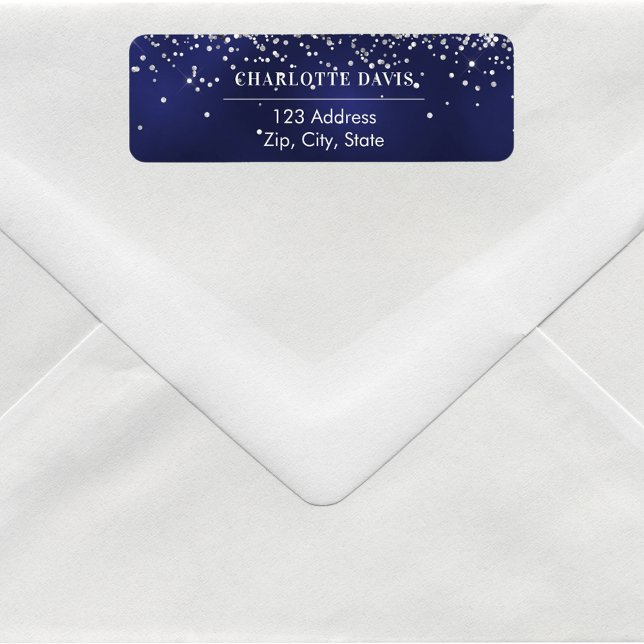 Returadressen Navy Blue silver Returadress Etikett (Skapare uppladdad)