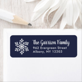 Returadressen Navy Winter Snowflake Helgdag Returadress Etikett