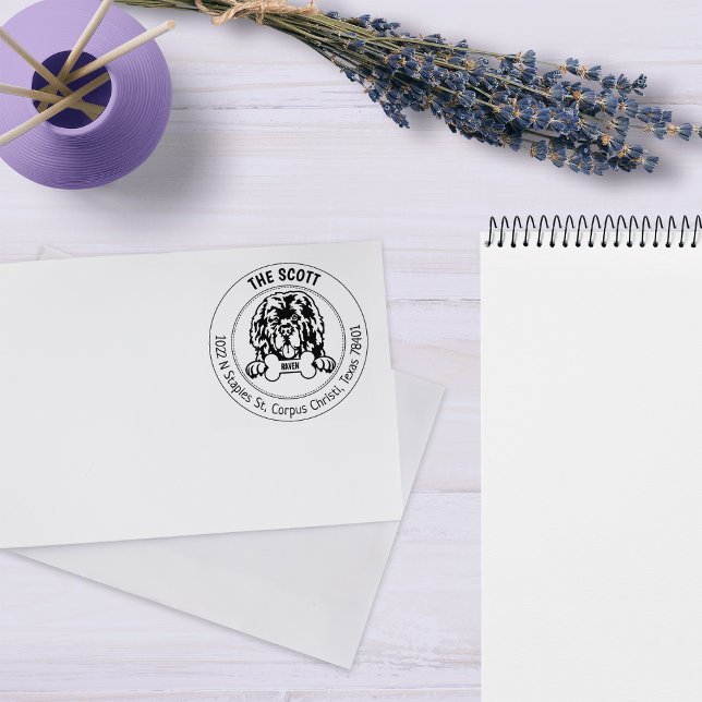 Returadressen Newfoundland Hund Family Stämpel (Skapare uppladdad)