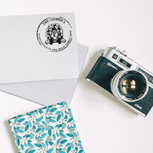 Returadressen Newfoundland Hund Family Stämpel