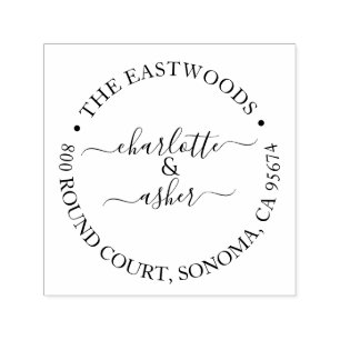 Returadressen Newlyweds Family Namn Självfärgande Stämpel