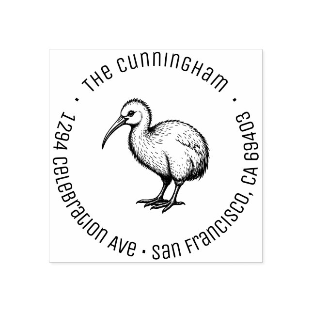 Returadressen Nya Zeeland Baby Kiwi Family Namn Stämpel (Tryck)