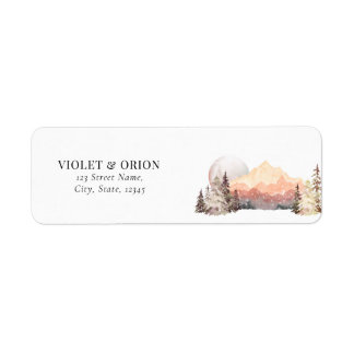 Returadressen om bergen Desert Rustic Bröllop Returadress Etikett