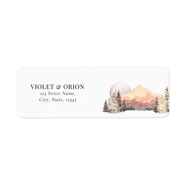 Returadressen  om bergen Desert Rustic Bröllop Returadress Etikett (Framsidan)