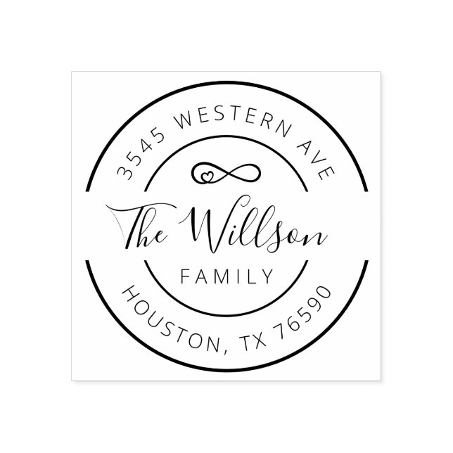 Returadressen om familjen Namn, Infinite Kärlek Stämpel (Tryck)