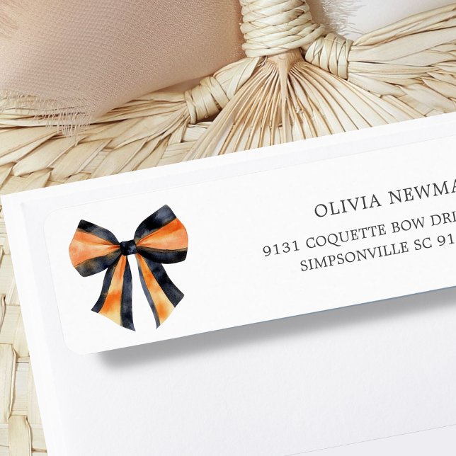 Returadressen orange Black Coquette Bow Returadress Etikett (Skapare uppladdad)