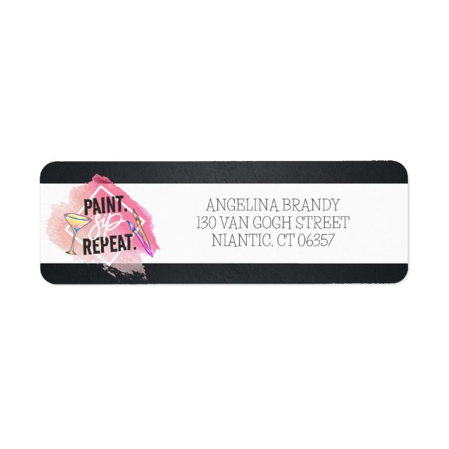 Returadressen Paint och Sip Chalkboard Bachelorett Returadress Etikett (Framsidan)