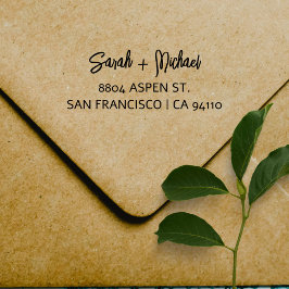 Returadressen Par Namn i Modern skript Självfärgande Stämpel