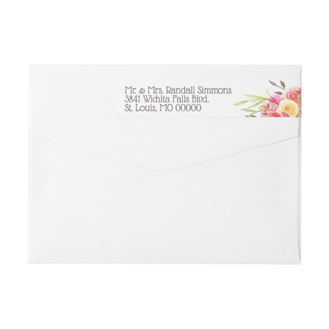 Returadressen Pastel Watercolor Blommigts Etikettband (Baksidan)