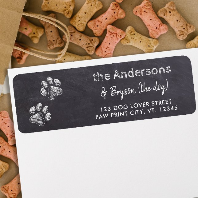 Returadressen Pet Hund Paw Print Rustic Chalkboard Returadress Etikett (Skapare uppladdad)
