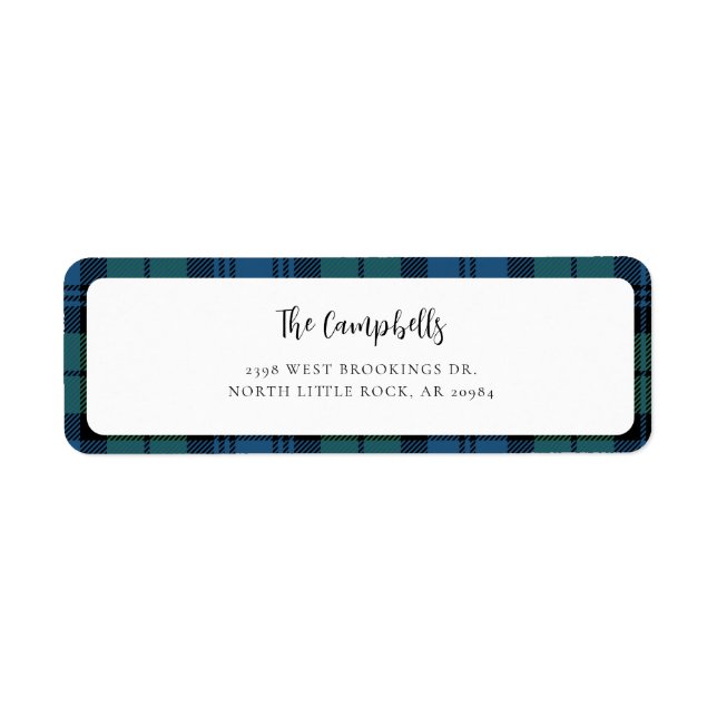 Returadressen PGrönt Blue Campbell Tartan Returadress Etikett (Framsidan)