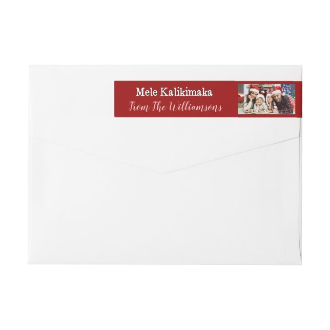 Returadressen Photo Red Mele Kalikimaka Etikettband (Baksidan)