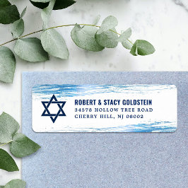 Returadressen pub Mitzvah Navy Blue Foil Returadress Etikett
