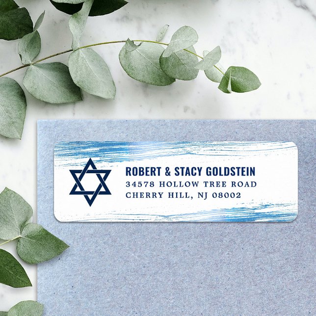 Returadressen pub Mitzvah Navy Blue Foil Returadress Etikett (Skapare uppladdad)