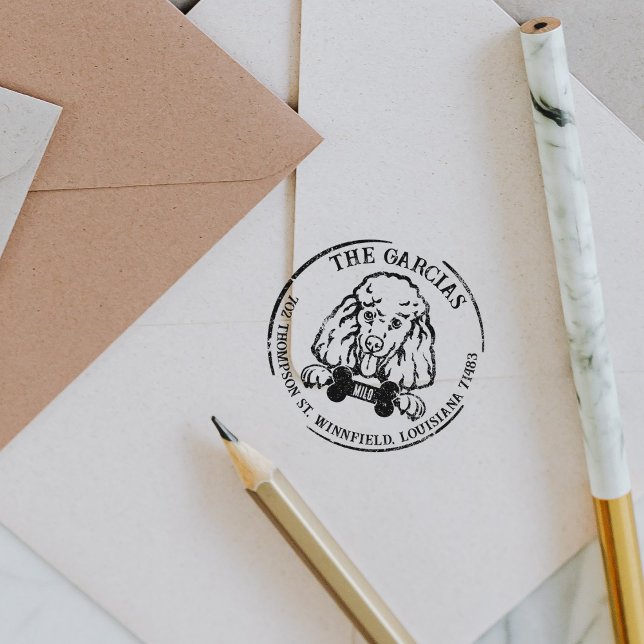 Returadressen Pudel Hund Stämpel (Skapare uppladdad)