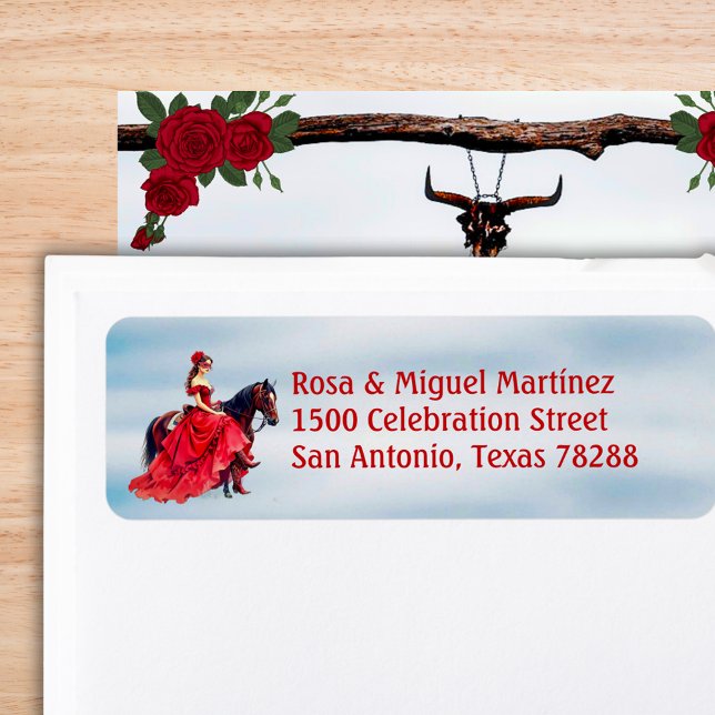 Returadressen Ranch MasqueraQuinceañera Returadress Etikett (Ranch Masquerade Quinceañera Return Address Label)