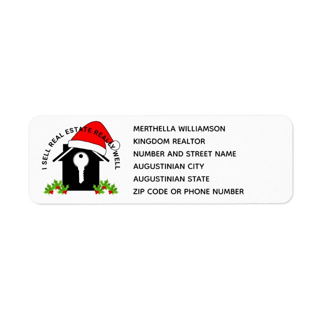 Returadressen Realtor-julen i Gods Agent Returadress Etikett (Framsidan)